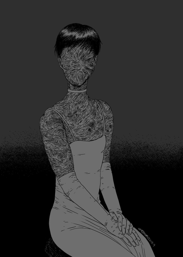 Tattooed girl Blackvork