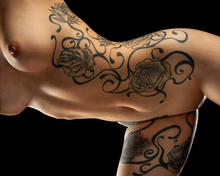 Erotic tattoos in women