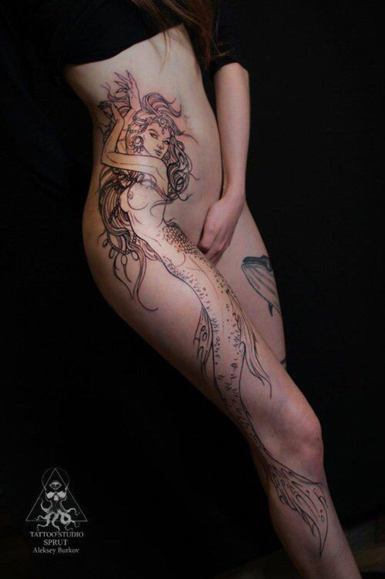 Tattoo Mermaid on the hip