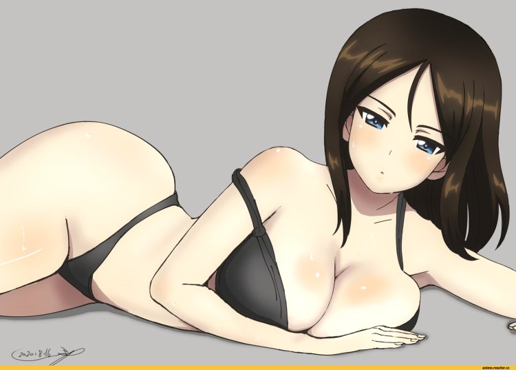 Girls und Panzer Nonna in a swimsuit