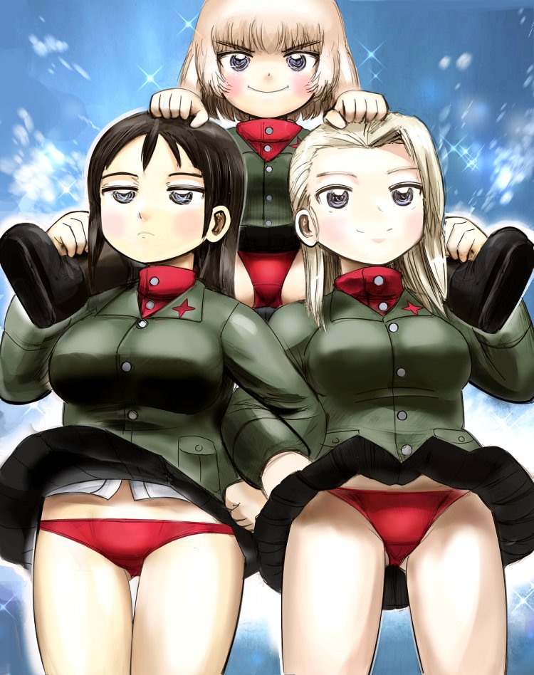 Girls und Panzer Nonna and Clara in lesbian panties