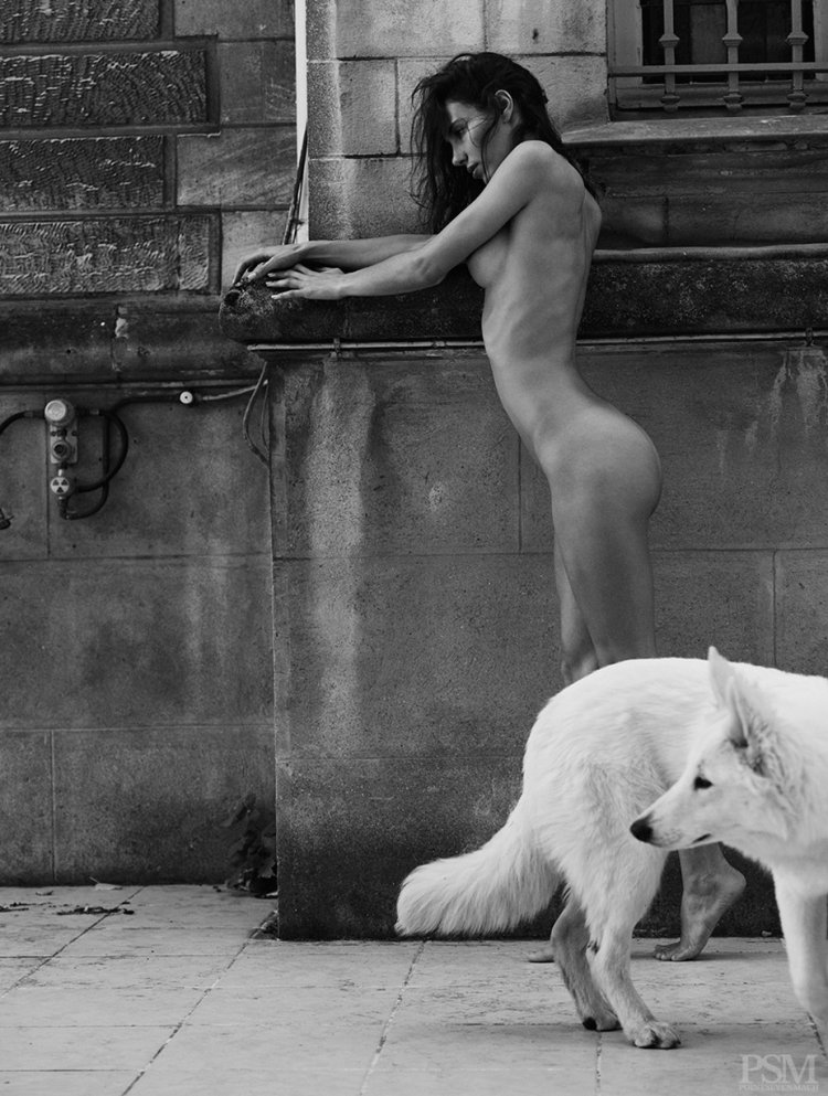 Big dog and woman nude