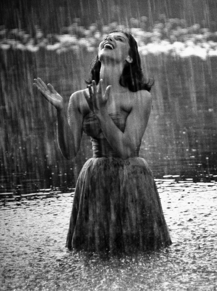 A woman in the rain
