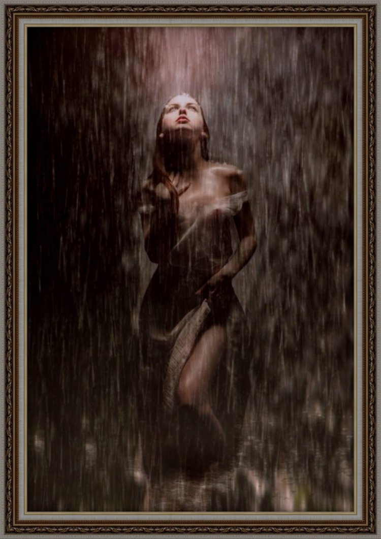 A woman in the rain