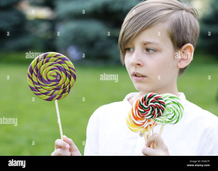 A boy with a candy