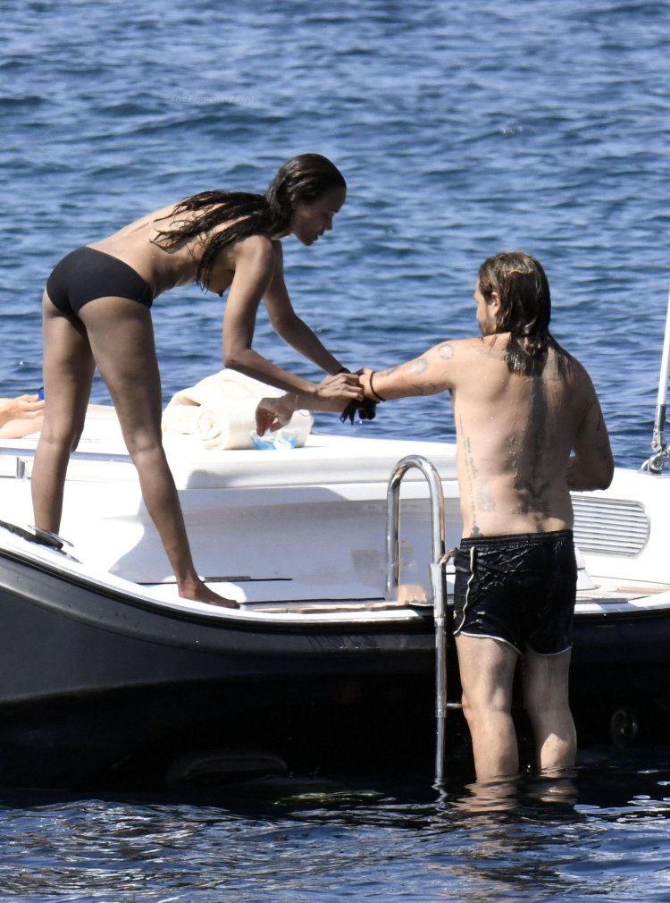 Zoe Saldana on a yacht