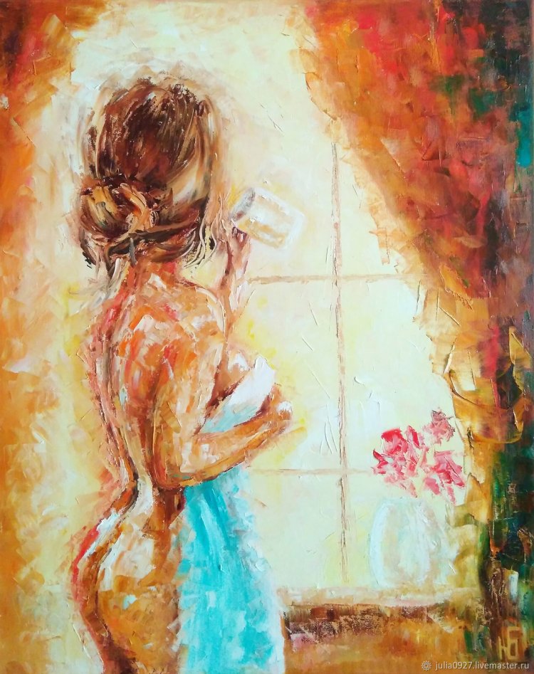 Naked woman by the window painting