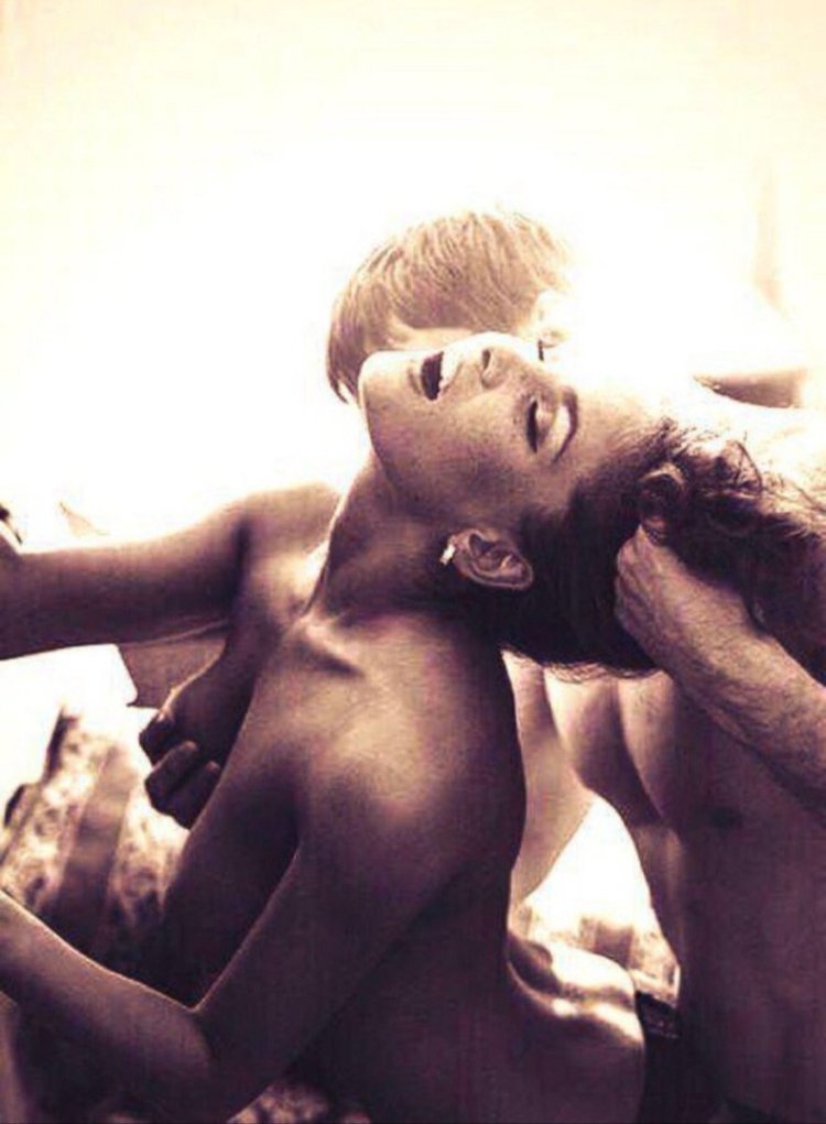 Erotic kiss of the back