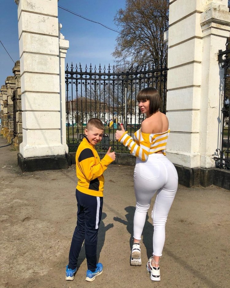 Victoria Liskova with her son