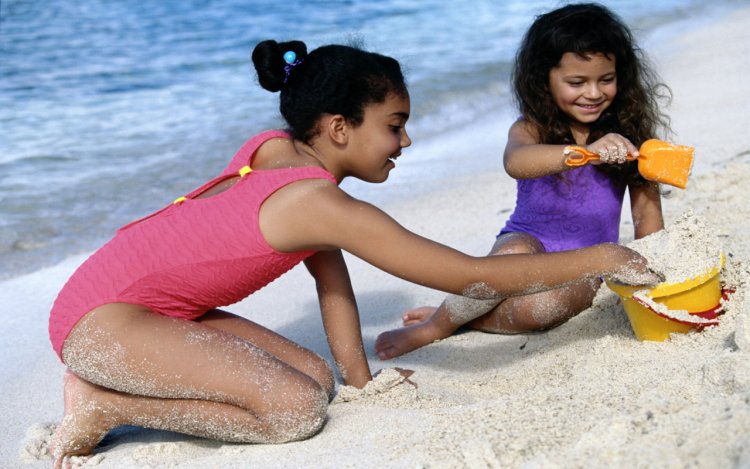 Little girls on the beach