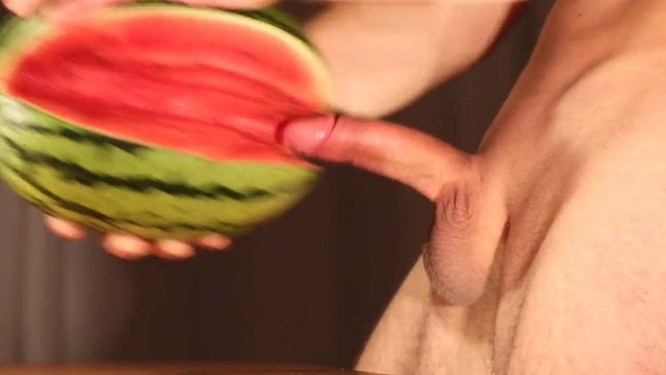 Masturbation of men with watermelon