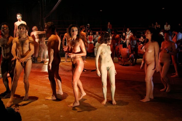 Nudist on stage