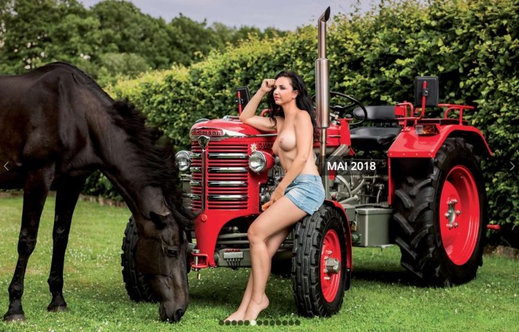 Naked chicks on farm tractors - Porno photo