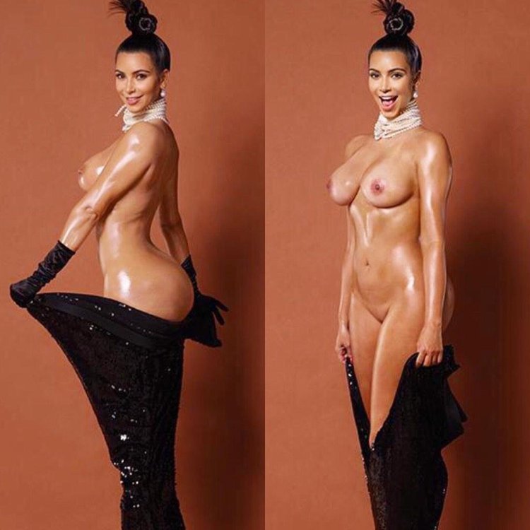 Kim Kardashian naked in heels