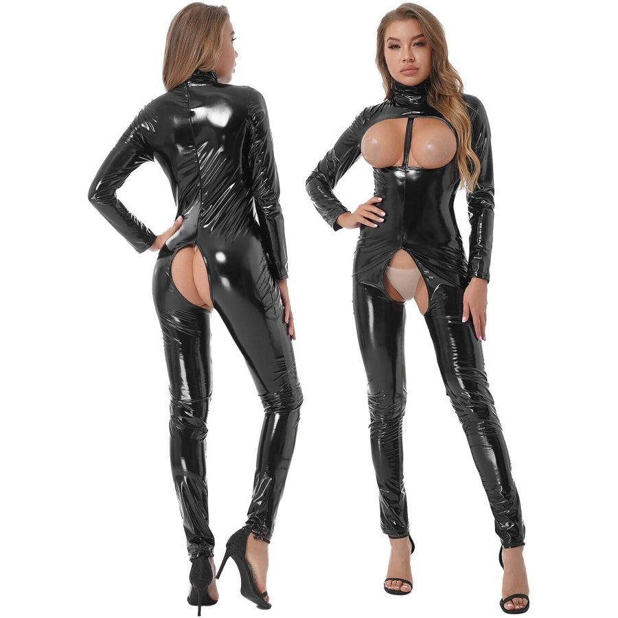 Tight leather BDSM lingerie