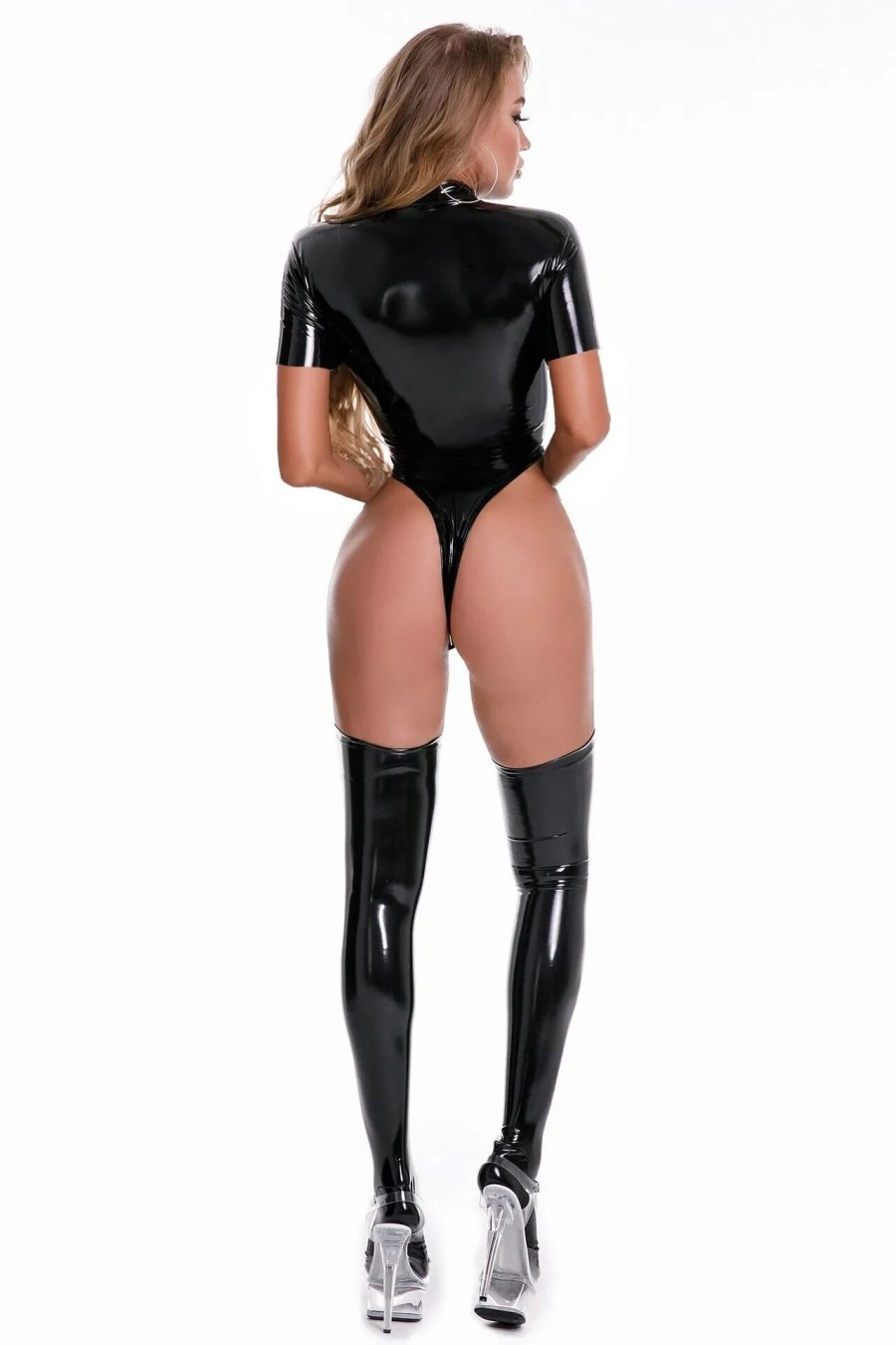 Latex bodysuit with crotchless