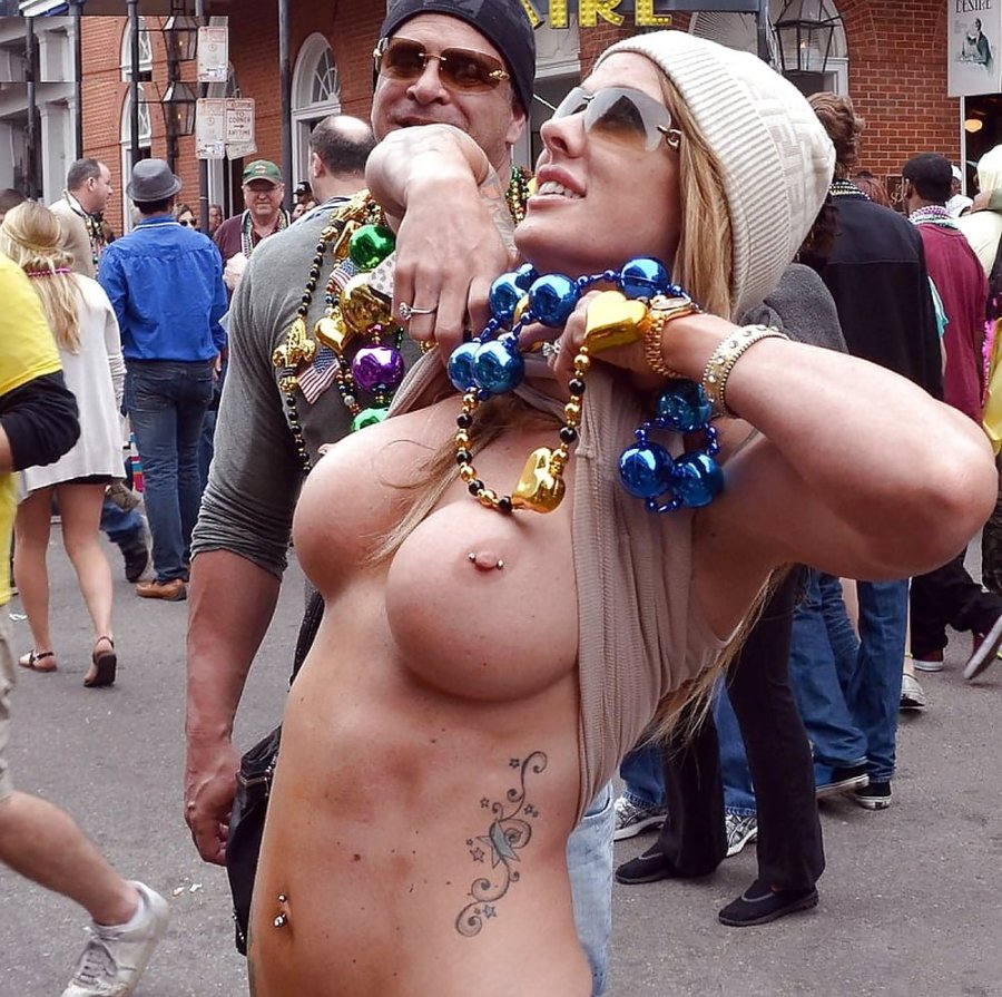 New Orleans Mardi Gras Festival boobs