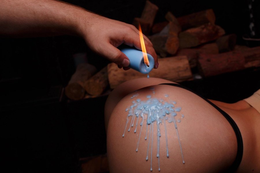 Wax on a naked female body