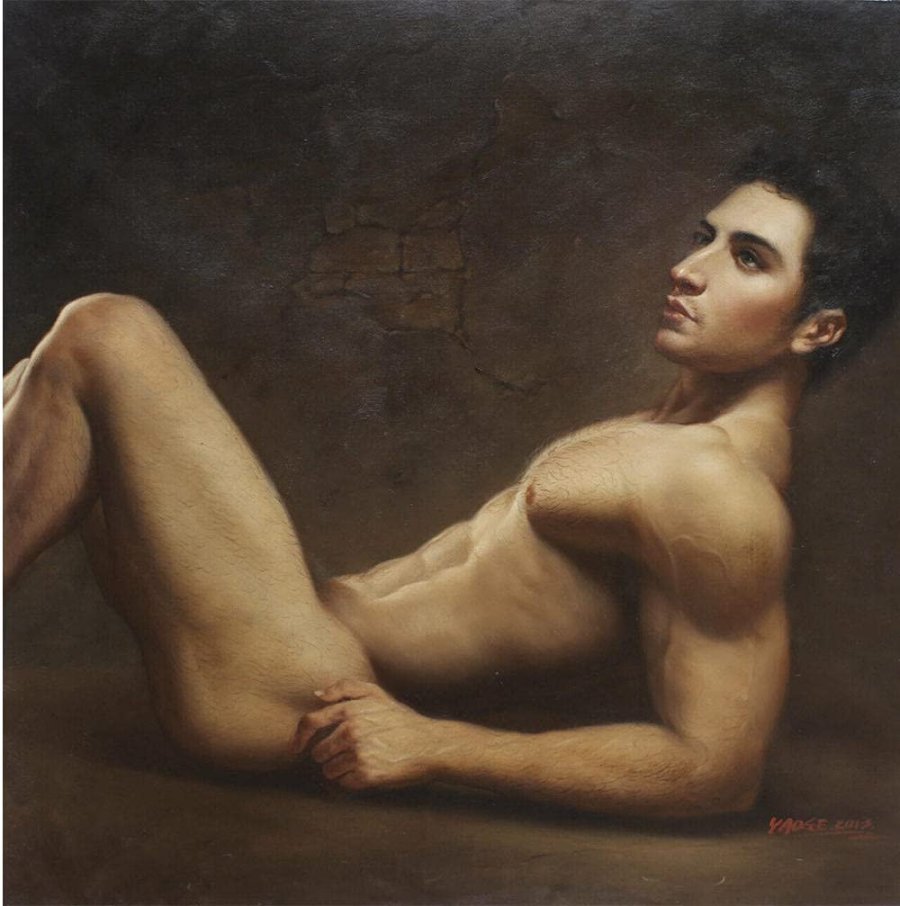 1900 - 1920 Classic hung nude male posing