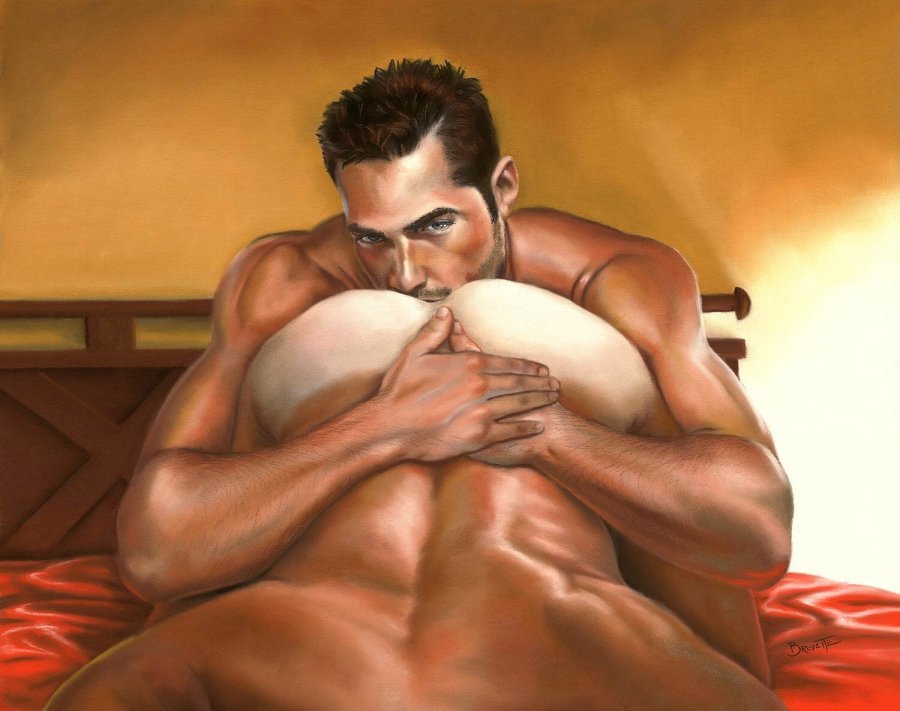 Handsome cartoon naked guys