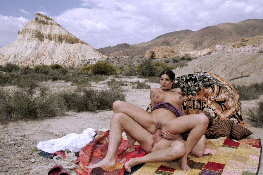 Naked porn stars in the desert