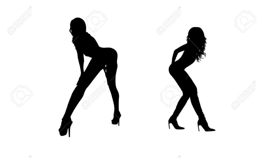 Silhouette of a woman bent over