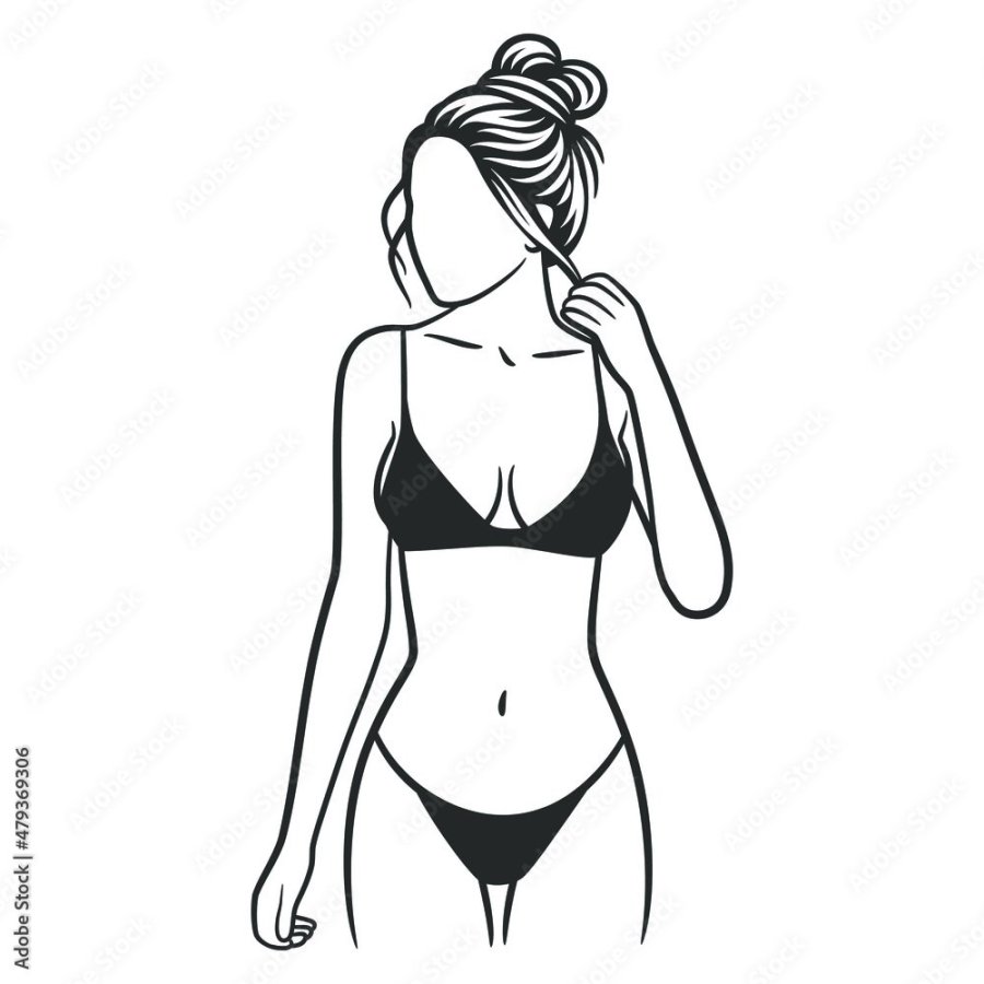 Silhouette of a girl in swimsuit