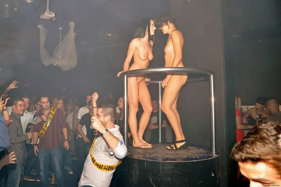 Naked women in a nightclub