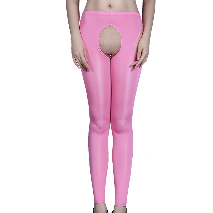 Glossy leggings with zipper in the crotch