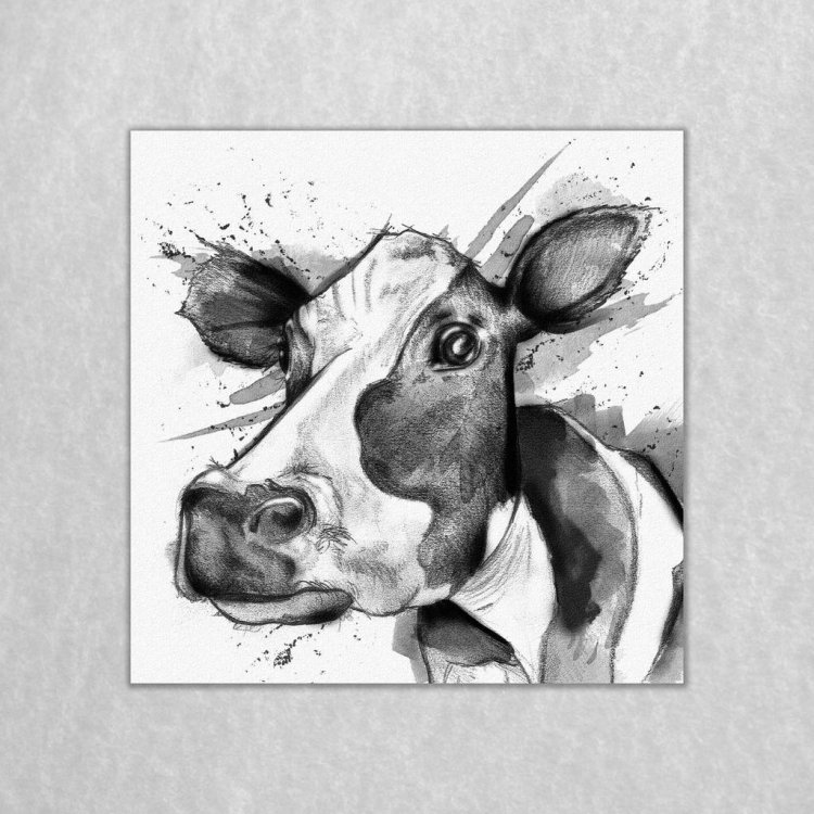 Cow with watercolors for beginners
