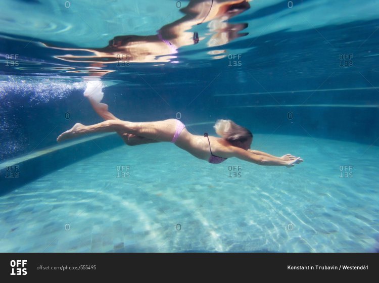 Diving woman with names of parts of the body