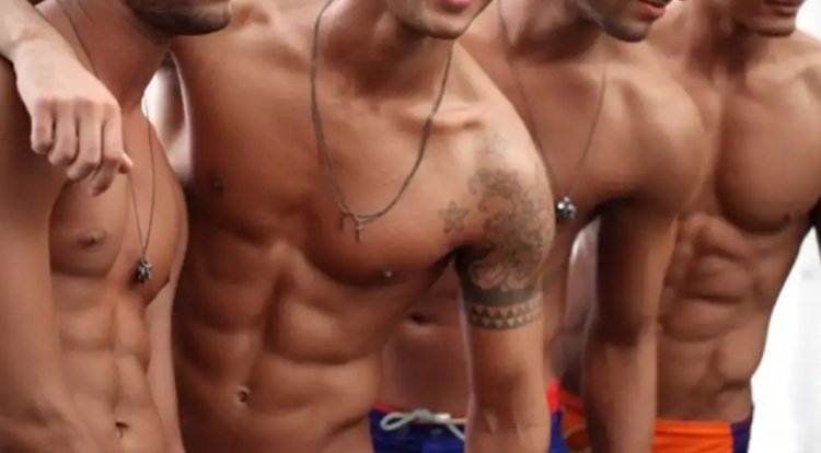 Big hairy men's breasts