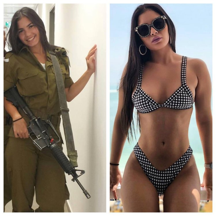 Girls of the Israeli army in swimsuits