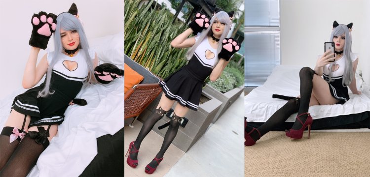 Sneaky cosplay maid