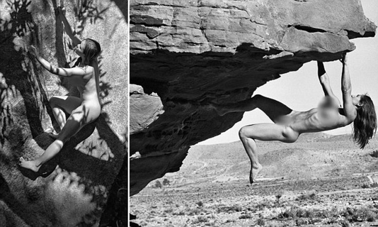 Naked girls, climbers