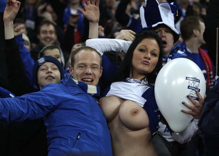Naked fans in the stadium