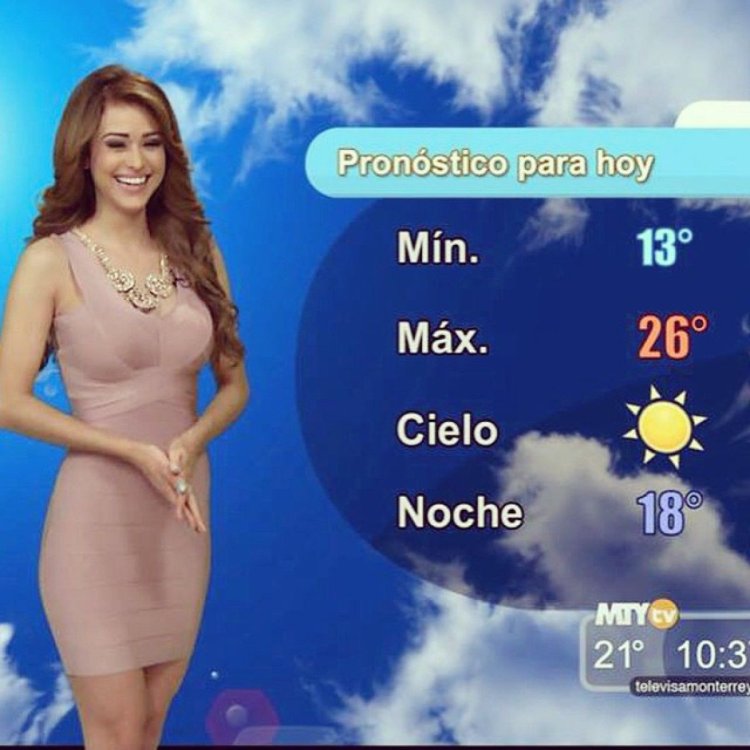 Leading weather forecast with breasts