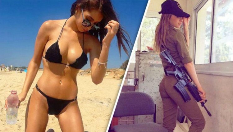 Girls of the Israeli army in swimsuits