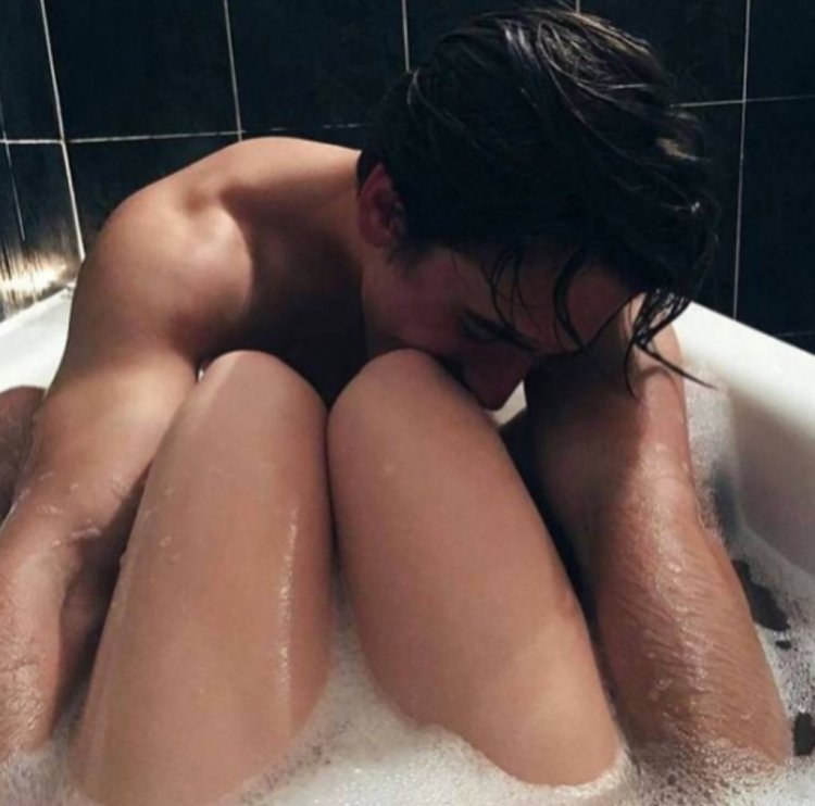 Woman in the bathroom without bubbles