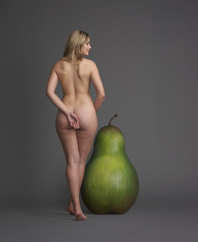 Naked women with a pear figure