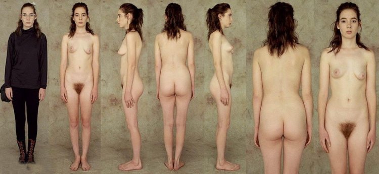 Naked women with a pear figure