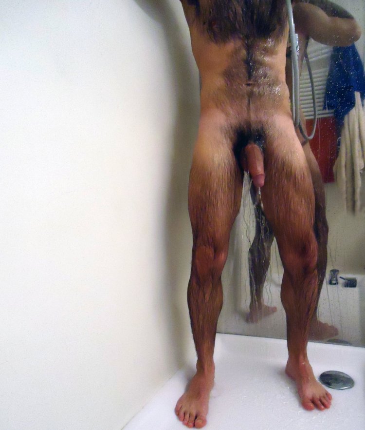 Naked man with hairy legs