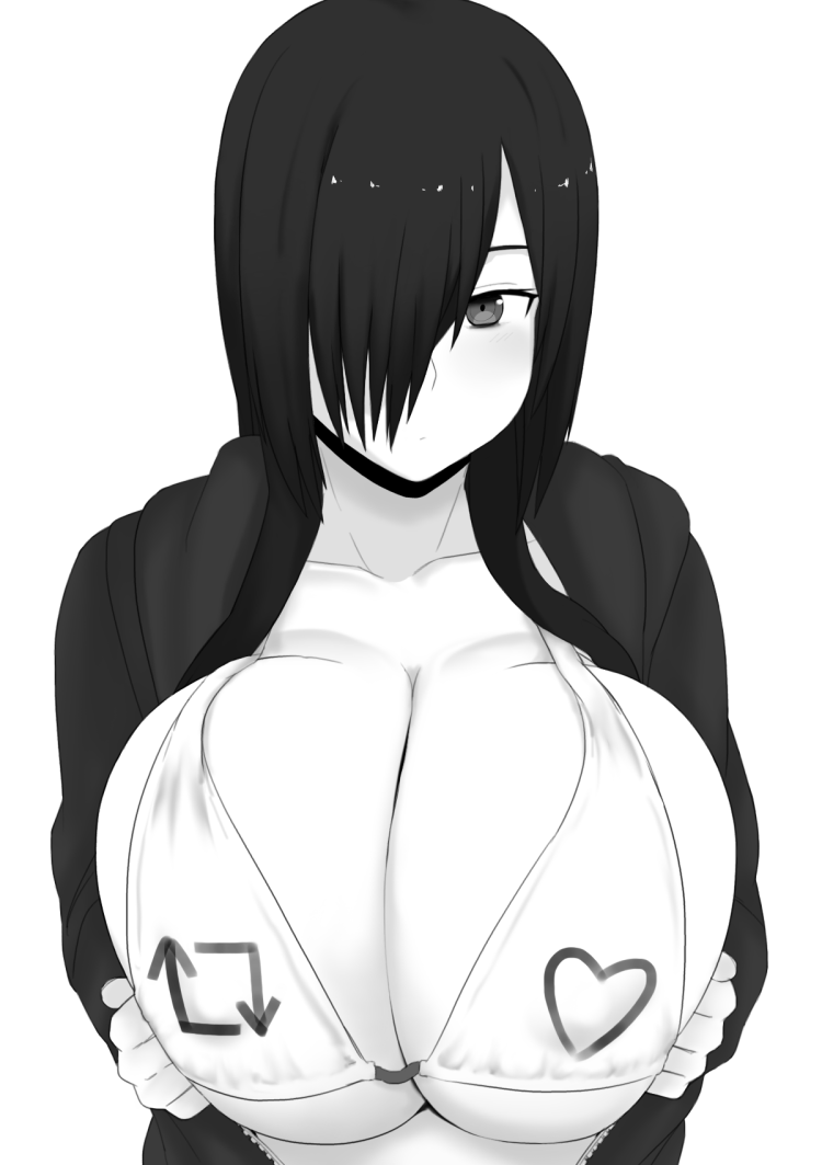 Black white anime with big tits