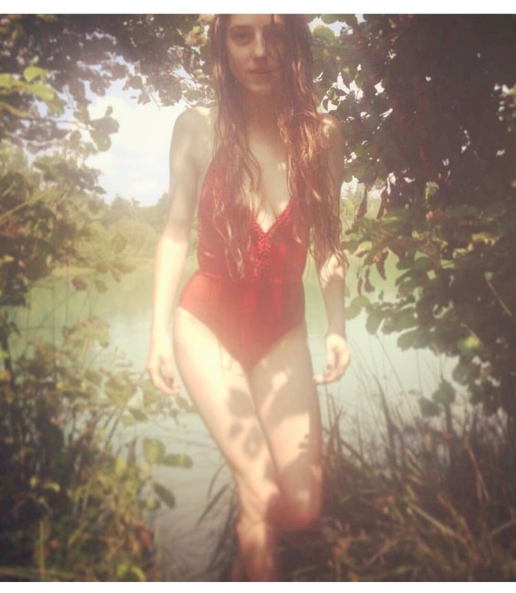 Flor Jansen in a swimsuit