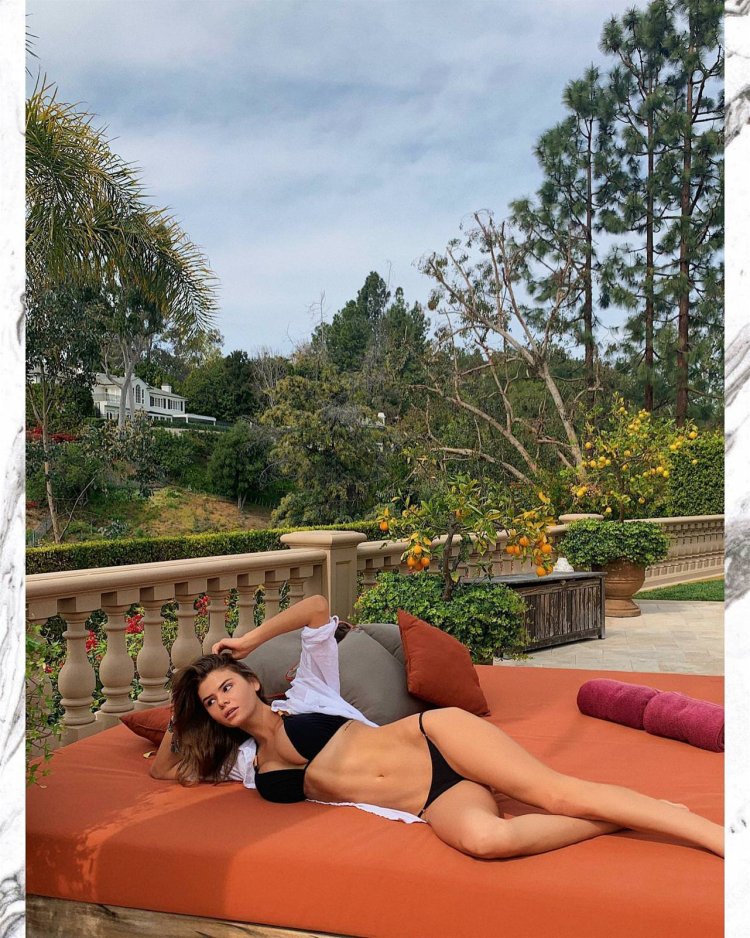 Ashley Terwort in a blue dress